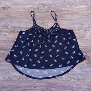 Circus Elephant Print Spaghetti Strap Cut Out Flowy Tank Top